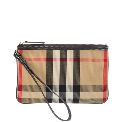 Burberry check canvas & leather pouch