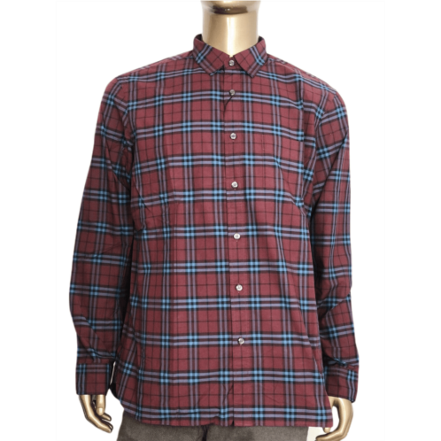 Burberry alexander mens crimson /blue checked cotton shirt (s