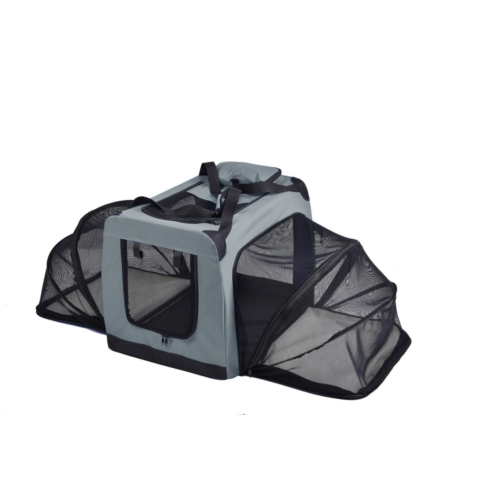 Pet Life hounda accordion metal framed soft-folding collapsible dual-sided expandable Pet dog crate