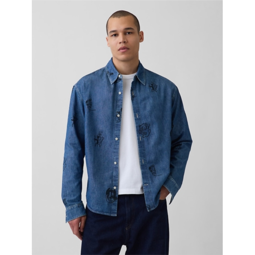 Gap Jean-Michel Basquiat Printed Denim Shirt