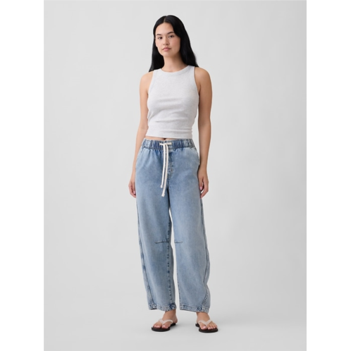 Gap Mid Rise SuperSoft Pull-On Barrel Jeans