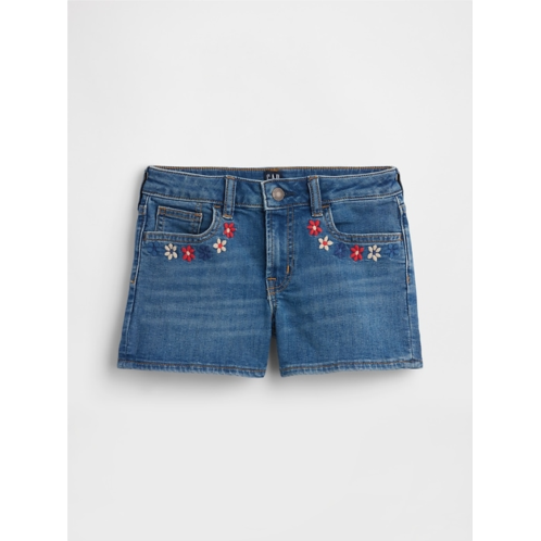 Gap Kids High Rise Embroidered Denim Shorts