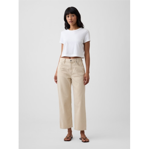 Gap Low Slung Stripe Relaxed Straight Crop Jeans
