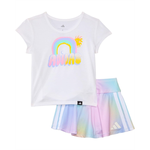 Adidas Kids Pleated Tee & Aop Flounce Skort Set(Infant)