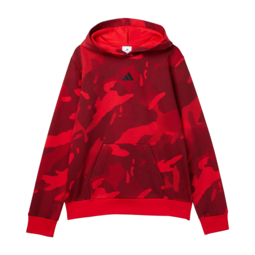 Adidas Kids Aop Halftone Camo Fleece Hooded Pullover (Big Kid)