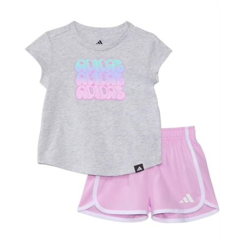 Adidas Kids Cap Sleeve Heather Tee & Woven Short Set(Infant)