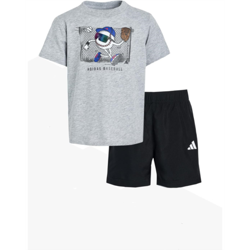 Adidas Kids Heather Graphic Tee and Woven Shorts Set (Infant)