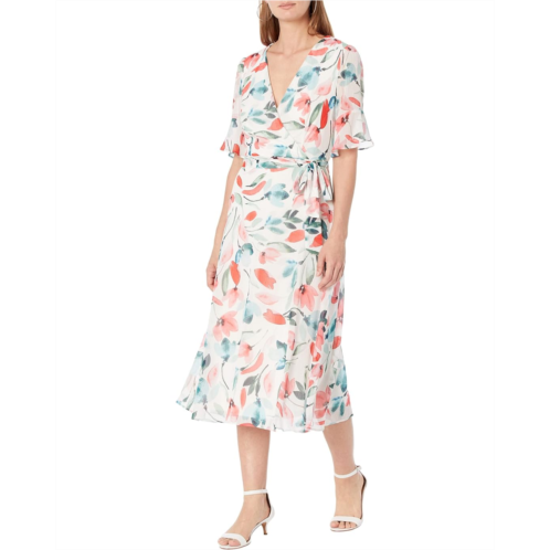 DKNY Short Sleeve Tie Wrap Dress