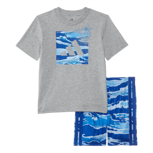 Adidas Kids Cotton Heather Tee & Aop Camo Short Set (Infant)