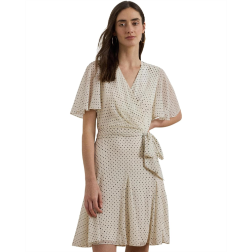 POLO RALPH LAUREN Polka Dot Georgette Surplice Dress