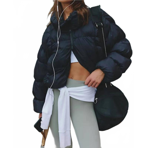 Free People in a bubble puffer jacket in black