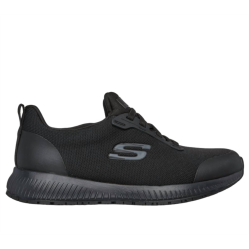 Skechers womens work slip-resistant relaxed fit squad shoes in black