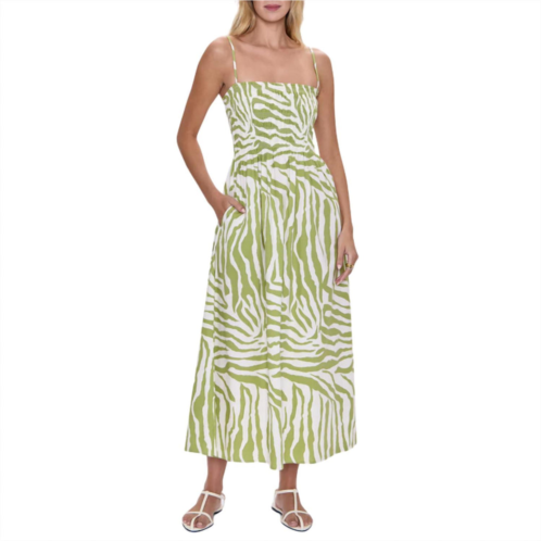 PISTOLA bianca shirred bodice dress in safari lime