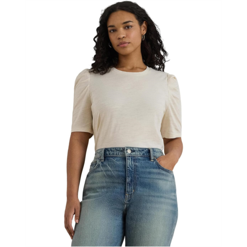 POLO Ralph Lauren Womens Lauren Ralph Lauren Plus Size Slub Jersey Puff-Sleeve Top