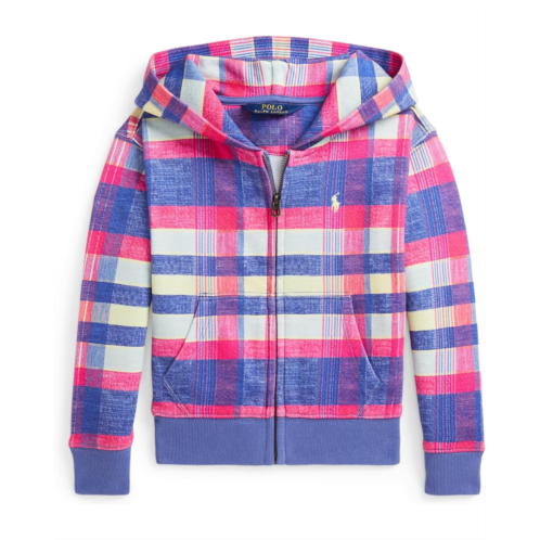 Girls Polo Ralph Lauren Kids Plaid Loopback Fleece Full-Zip Hoodie (Toddler/Little Kid)