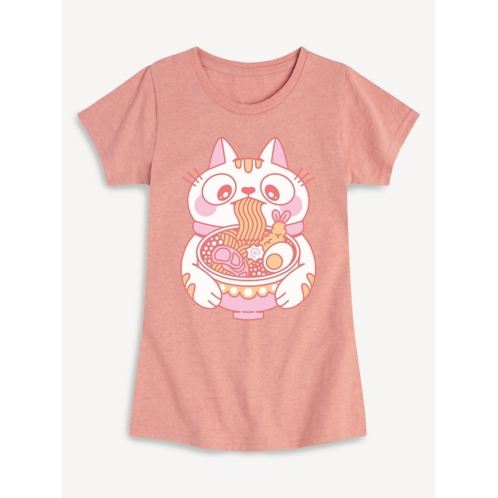 OldNavy Ramen Cat Fitted Short Sleeve T-Shirt For Girls