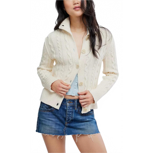 Free People cable collar cardigan in clean ivory
