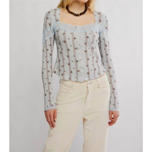 Free People lets party cardi top in pearl blue