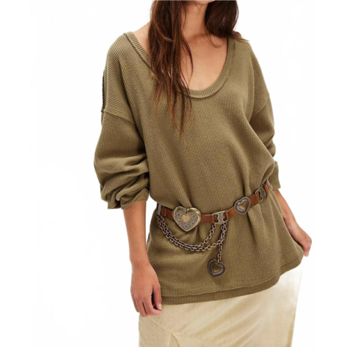 Free People coast to coast thermal sweater in gothic olive