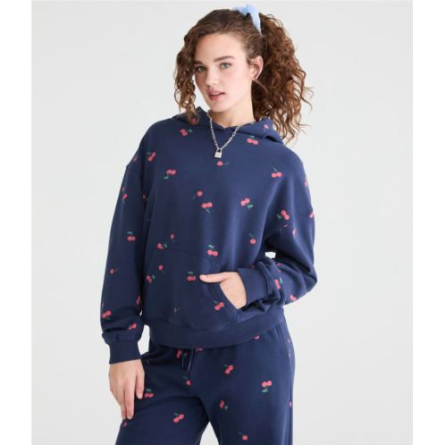 Aeropostale cloud soft cherry print pullover hoodie