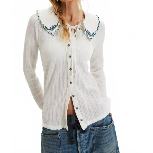 Free People juniper long sleeve cardigan in ivory