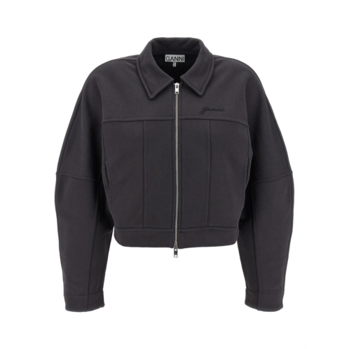 Ganni womens heavy terry jersey bomber jacket