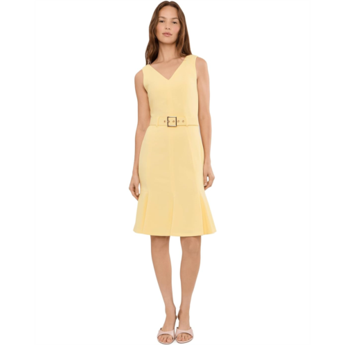 Womens Calvin Klein Sleeveless Belted Founce Skirt Dress