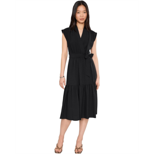 Womens Calvin Klein Cap Sleeve Gauze Self Tie Midi Dress