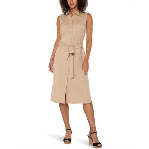 Womens Liverpool Los Angeles Sleeveless Shirt Dress With Slits