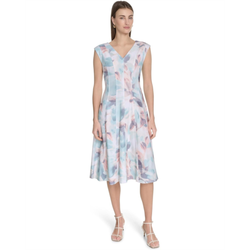 Womens Calvin Klein Printed Seamed Aline