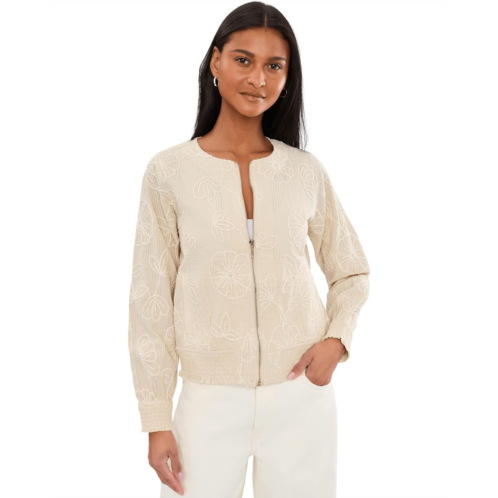 Womens Liverpool Los Angeles Petite Long Sleeve Collarless Jacket with Smocking