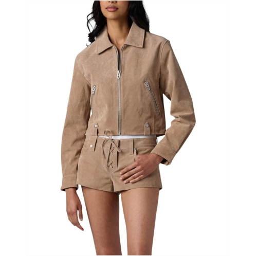 Womens Blank NYC Latte Frappe Real Suede Jacket