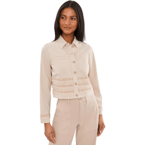 Womens Liverpool Los Angeles Petite Trucker Jacket with Fray and Lace