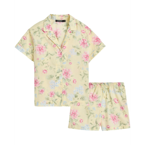 POLO Ralph Lauren Womens Lauren Ralph Lauren Cotton Lawn Short Sleeve Collar Boxer Pajama Set