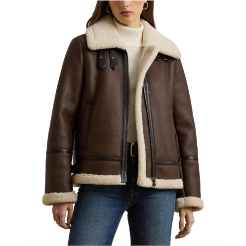 POLO Ralph Lauren Womens Lauren Ralph Lauren Faux Leather Single Breasted Jacket