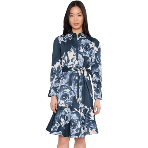 Womens Calvin Klein Long Sleeve Floral Cotton Aline