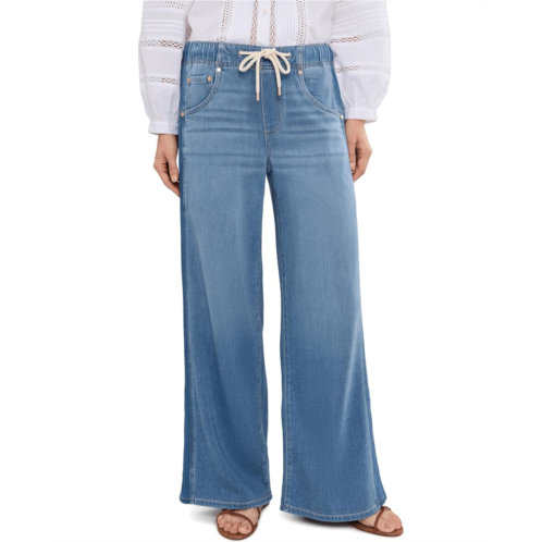 Womens Liverpool Los Angeles Mid-Rise Tie Front Shadow Stripe Pull-on Wide Leg Jeans 30 Inseam