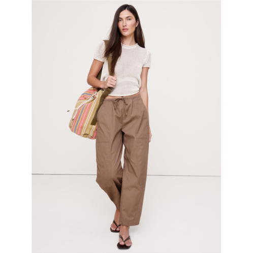 Bananarepublic Cotton Poplin Barrel Pull-On Pant