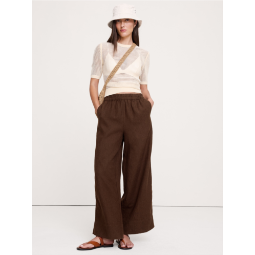Bananarepublic High-Rise Wide-Leg Linen Pull-On Ankle Pant