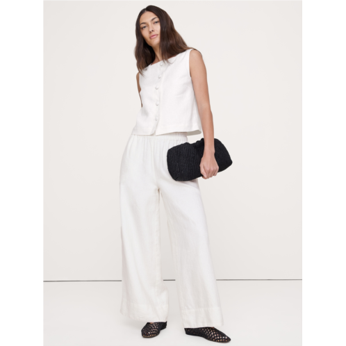 Bananarepublic High-Rise Wide-Leg Linen Pull-On Ankle Pant