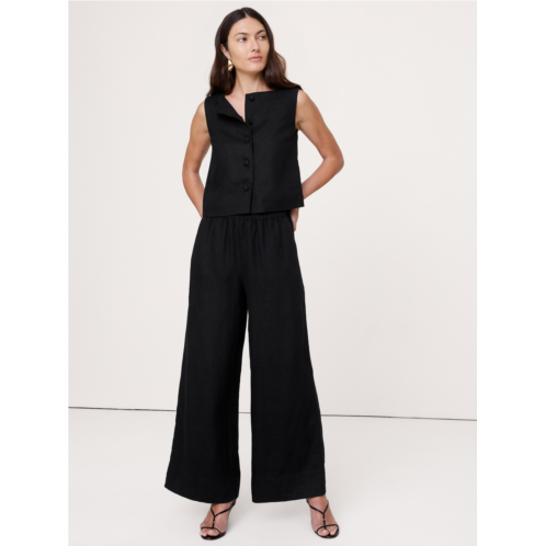 Bananarepublic High-Rise Wide-Leg Linen Pull-On Ankle Pant