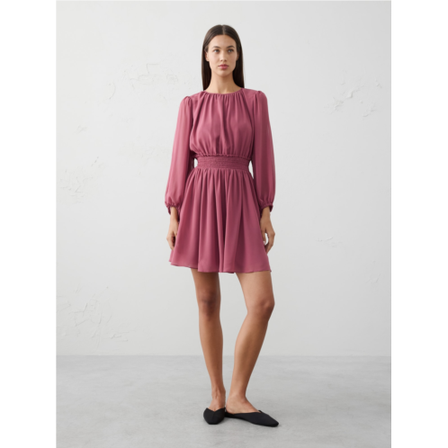 bananarepublic Smocked Volume-Sleeve Mini Fit-and-Flare Dress