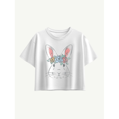 OldNavy Easter Bunny Face Short Sleeve Boxy Graphic T-Shirt For Girls