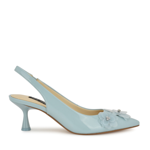 Womens Recca Flower Slingback Pumps - Blue Patent Nine West