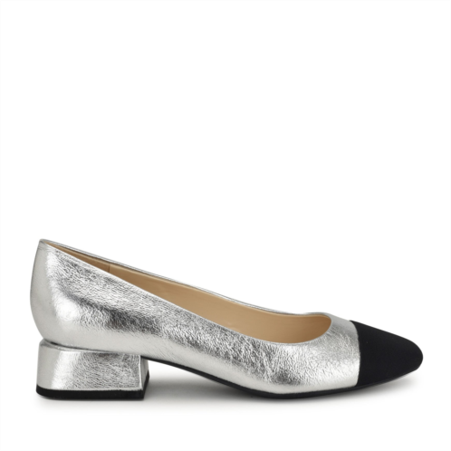 Womens Sophe Cap Toe Pumps - Silver/Black Nine West