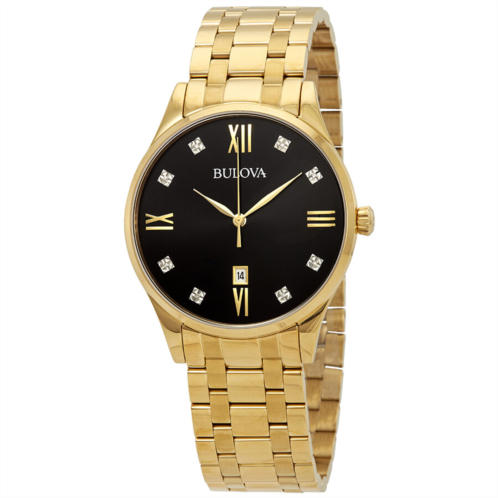 Bulova Diamond Black Dial Mens Watch