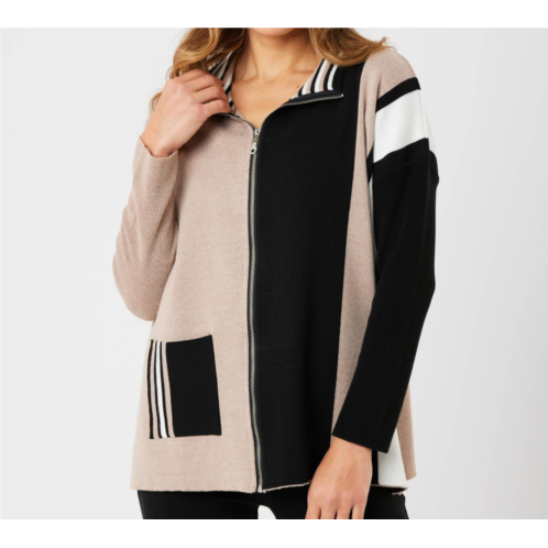 Angel Apparel two tone stripe detail jacket in black/multi