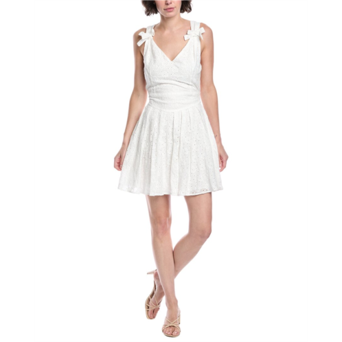 FATE pleated eyelet mini dress