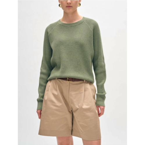 White Warren cotton blend waffle sweatshirt in moss heather