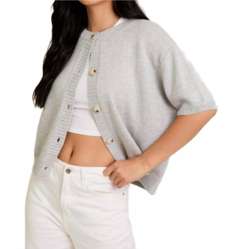 LE LIS short sleeve cardigan sweater in heather grey